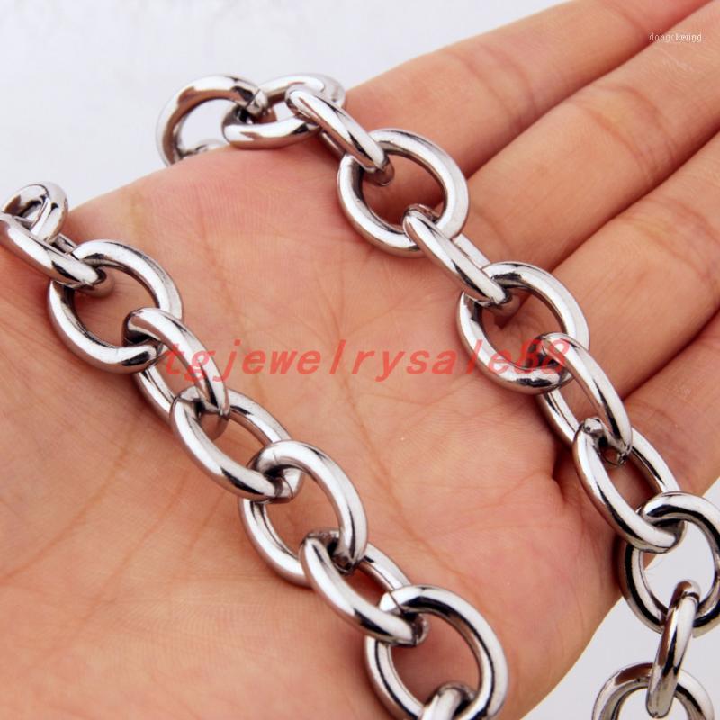 

Men's Stainless Steel O Word Link Chain Bracelet Or Necklace Jewelry 13mm Wide Polishing Silver Color 7-40inch Custom Size Chains
