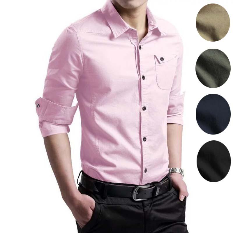 

Men's Casual Shirts Camisa Masculina Military Long Sleeve Solid Shirt Men Slim Fit Brand Male Clothes --5XL DropMen's
