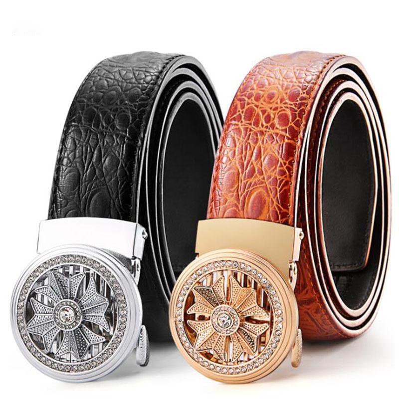 

Belts Belt For Men Top Quality Luxury Leather Strap Male Metal Automatic Buckle Ceinture Homme BT001, Black