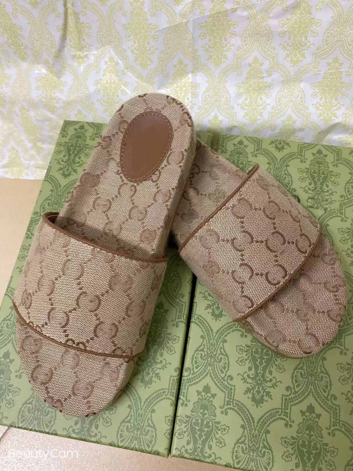 

Couple sandal beach slides slipper platfomr slippers designer shoes canvas slide sandals pools sandalies with box36-46