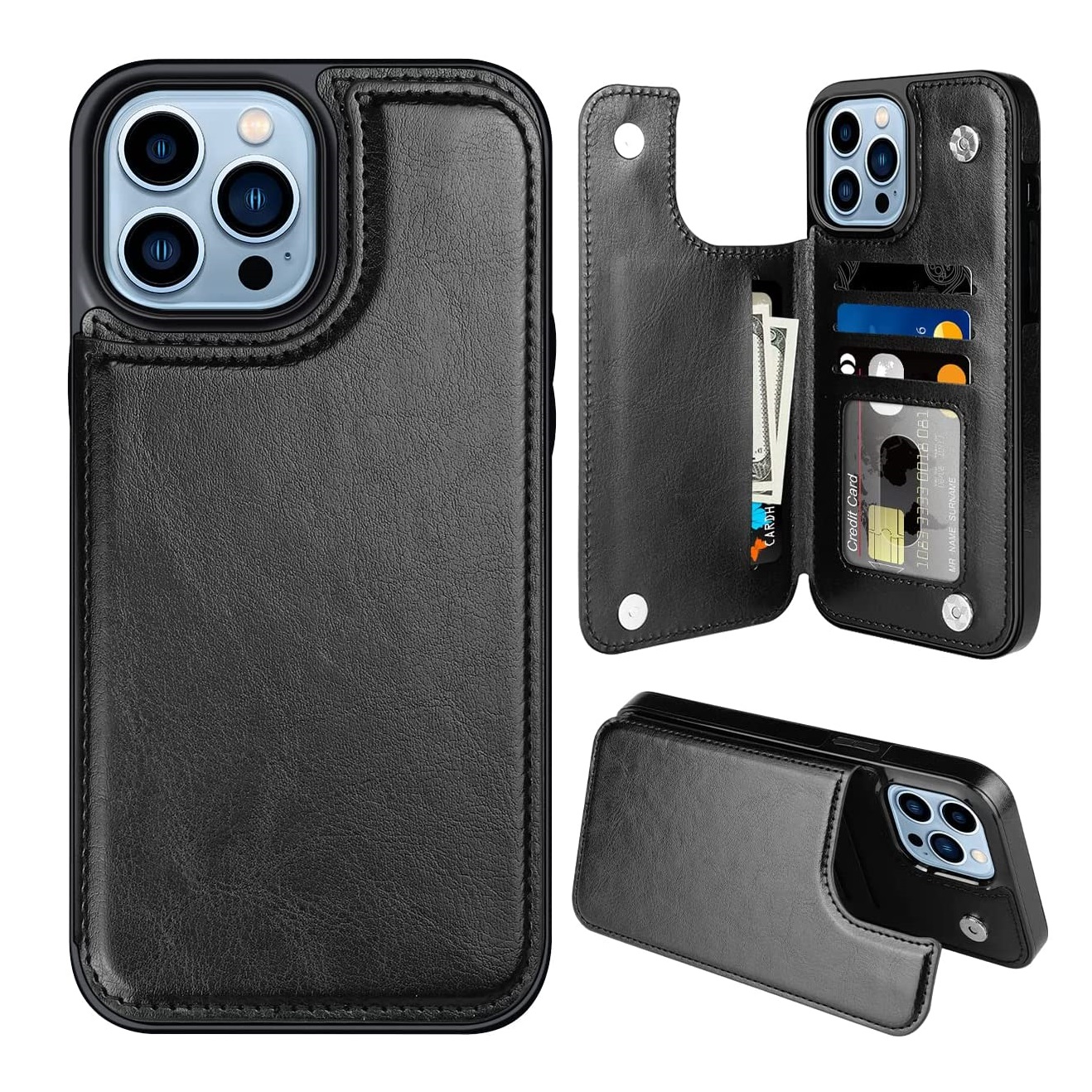 

Wallet Phone Cases for iPhone 13 12 11 Pro Max XR XS X 7 8 Plus PU Leather Protective Cover Case with Card Slot Magnetic Back Flip Case, Mixed colors(pl leave notes)