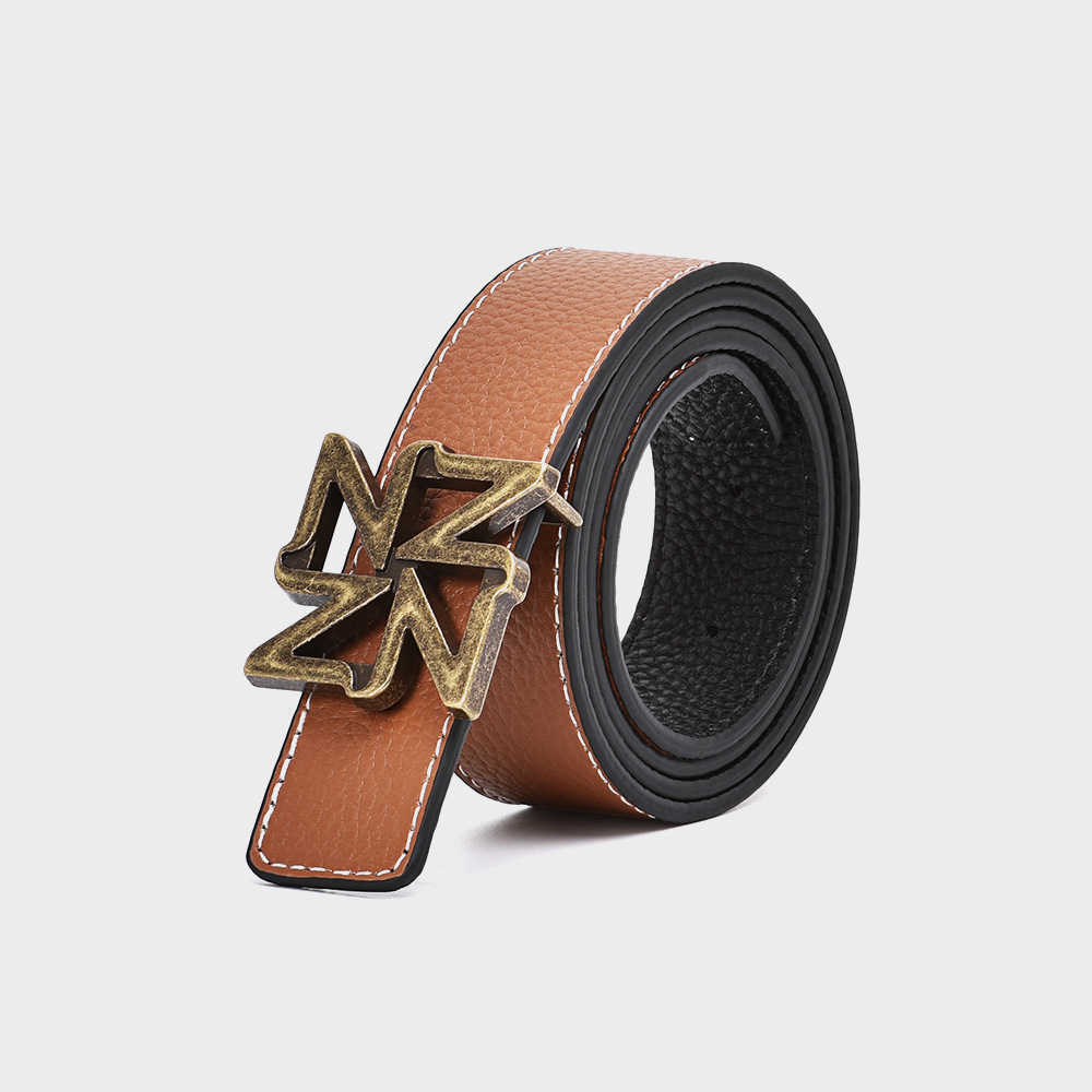 

Top Quality Famous brand New women's hot selling trend alloy plate buckle belt simple leisure accessories decoration versatile cowhide, Brown