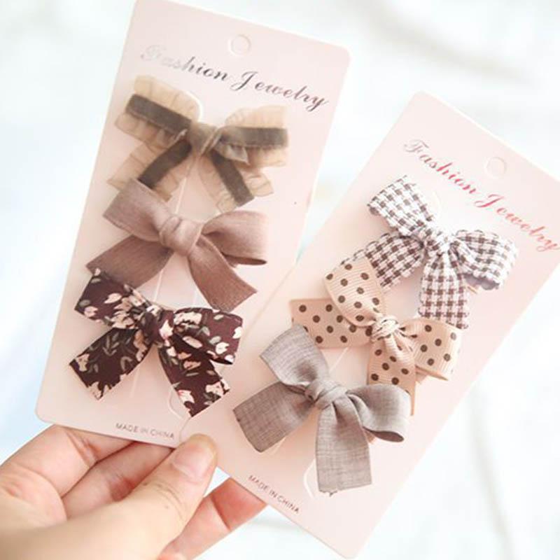 

Hair Accessories 3Pcs/Set Baby Girl Clips Lattice Children Barrettes Flower Printed Bows Kids Hairpins, Purple