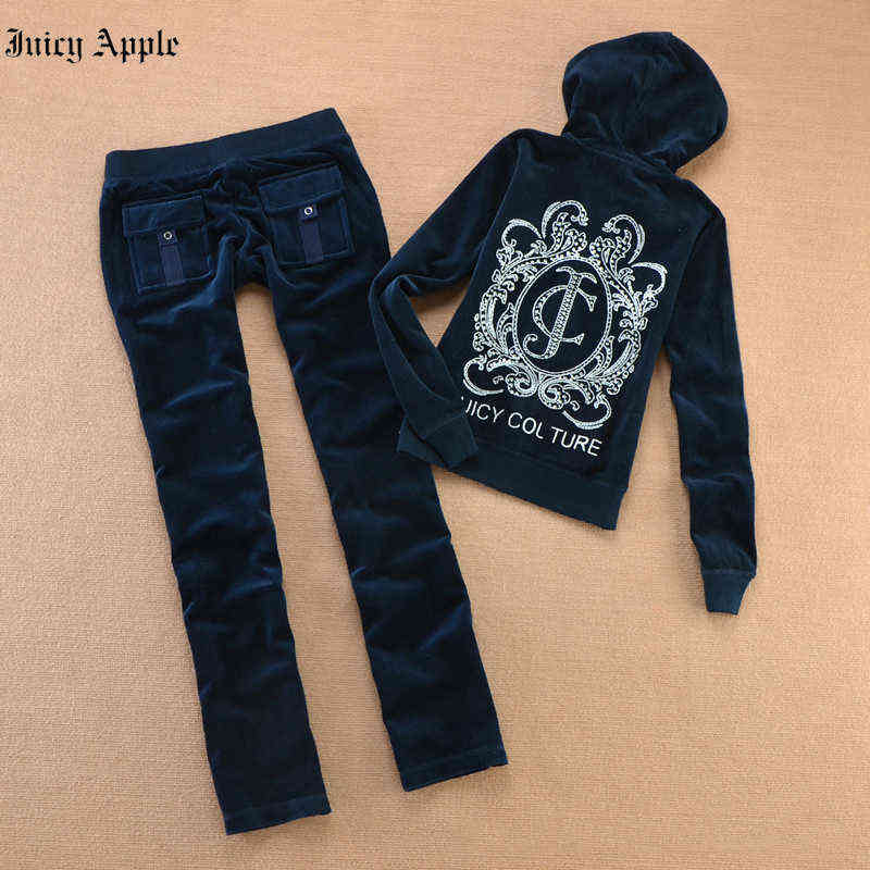 

Juicy Tracksuit Women Velvet 2 Piece Outfit Hooded Sweatshirt and Straight Sweatpants Matching Set Fitness Sporty Streetwear, 8606 purple
