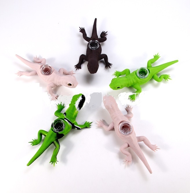 

6.69inches Silicone Pipe smoking Pipes Reuse and Unbreakable Tobacco Lizard Shape silicone glass water pipe