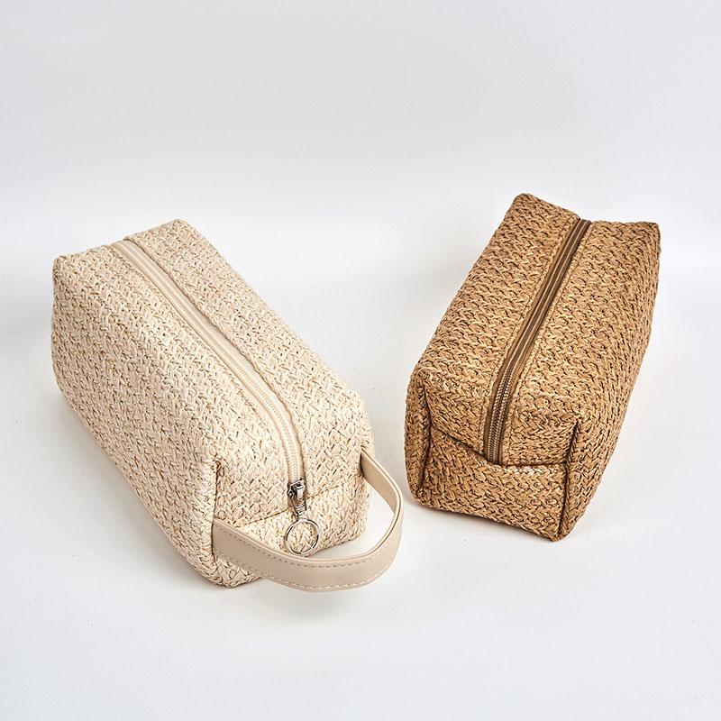 

Cosmetic Bags & Cases Pc Women Grass Weave Makeup Bag Female Summer Travel Beach Beauty Kit Vacation Casual BagsCosmetic, Brown