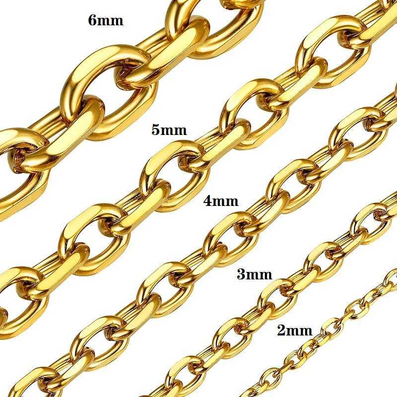 

Stainless Steel O Chain For Men Women Rolo Necklace 18k Gold Silver Black Cable Link 2mm 3mm 4mm 5mm 6mm