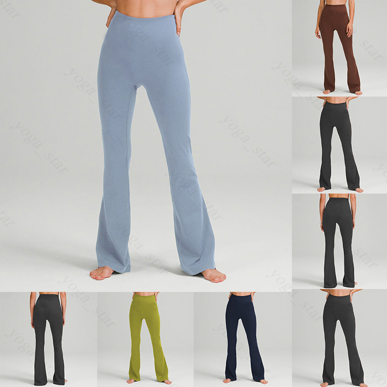 

Yoga clothes lululemens womens Grooves summer flared pants high-waisted tight-fitting belly show figure sports yogas nine-point pants