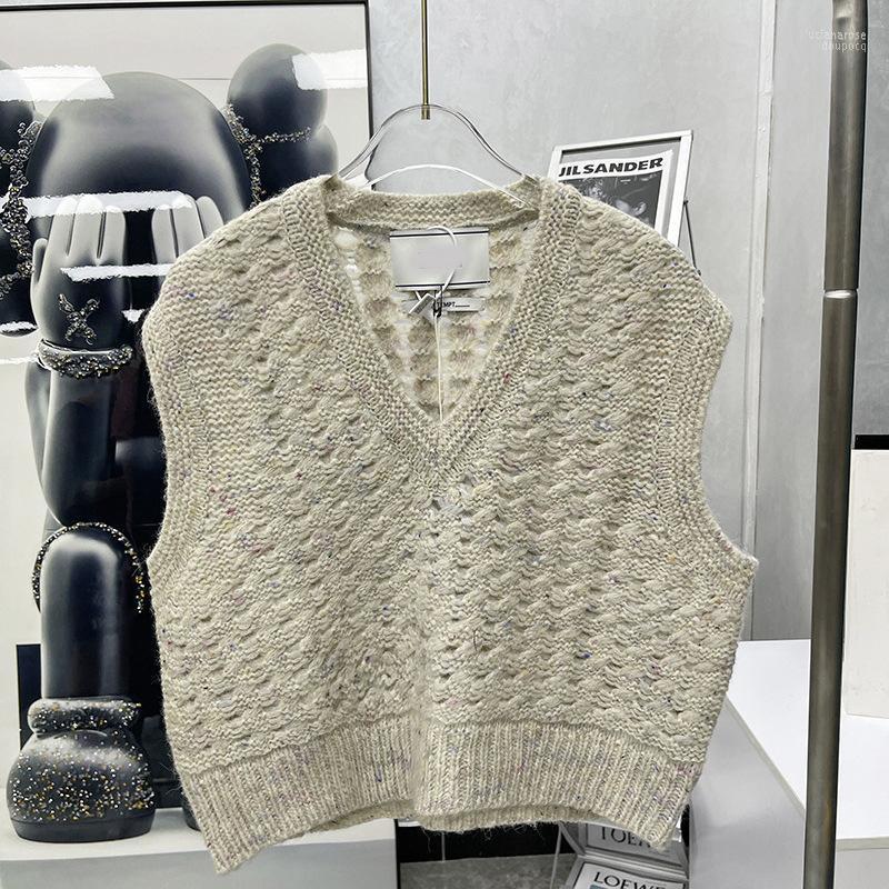 

Women' Vests Eenk Gilr Autumn And Winter Set Yarn Variegated V-neck Vest In Stock Luci22, Beige