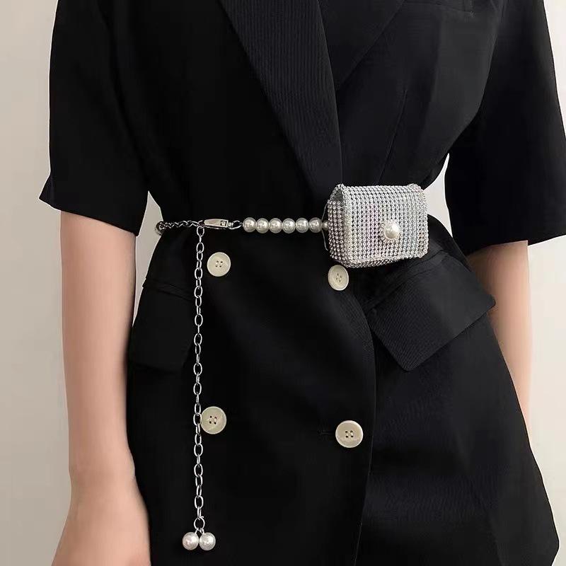 

Chains Korea Pearl Crystal Waist Chain Necklace For Women Party Jewelry GiftChains