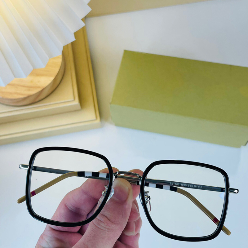 Women Designer clear lens sunglasses literary metal square frame classic Plaid Sun glasses men letter print temples beach outdoor travel Anti-UV eye