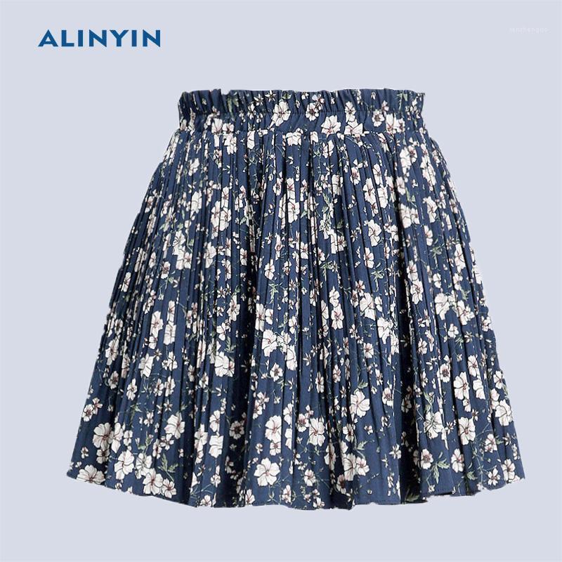

Alinyin 2022 Summer All-match Floral Short Skirt Elastic Chiffon Printed A-line Sweet Korean Style Pleated Skirts, Sku-03