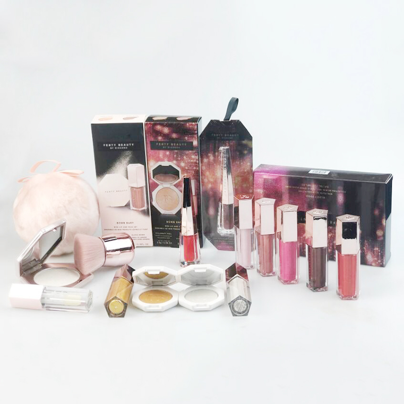 

Professional Makeup Set Wholesale Mixed MakeupLots Lipgloss Kit Hilighter Palette Powder Puffs and Make Up Brush Christmas Gift