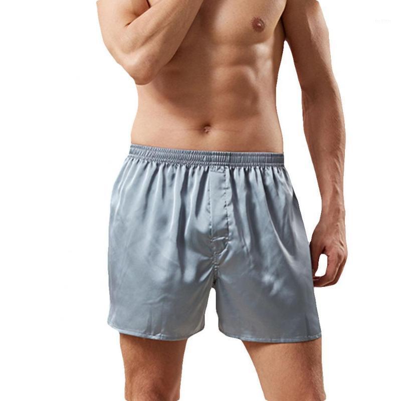 

Men's Shorts Men Summer Solid Color Elastic Waist Breathable Silky Boxers Smooth And Comfortable Loungewear 2022, Silver grey