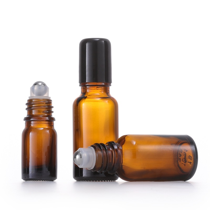 

Amber Glass Roll On Bottles with Stainless Steel Roller Ball Black/Gold Cap for essential Oil Perfume Portable Size 5ml 10ml 15ml 20ml 30ml 50ml 100ml
