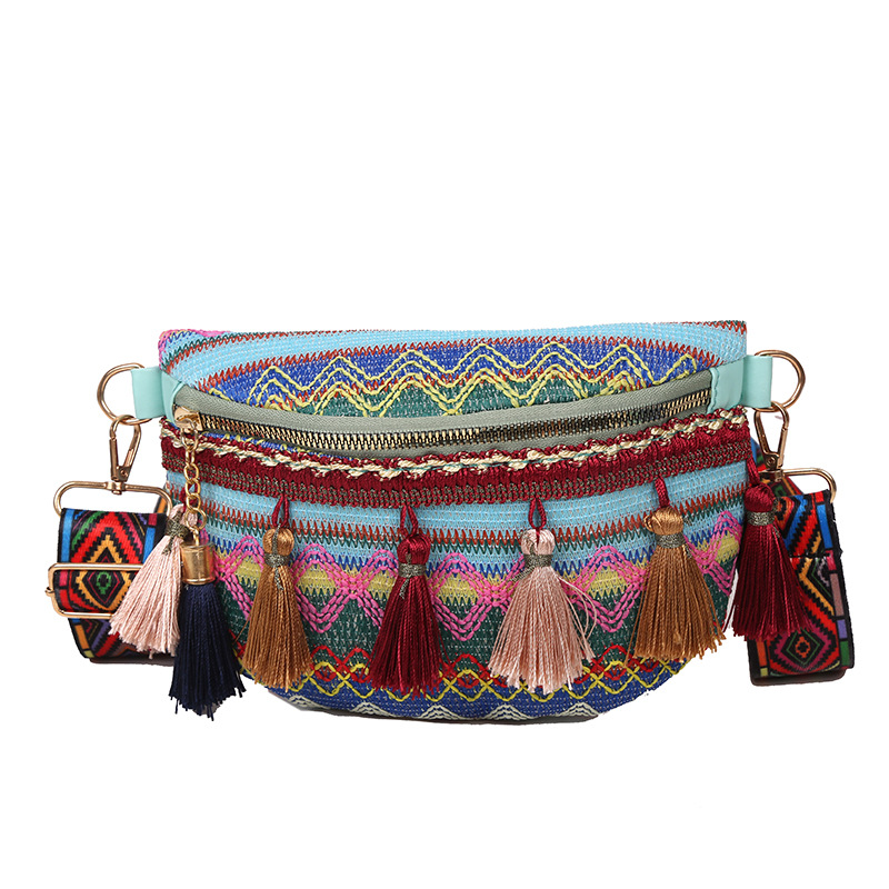 

Tassel weave small female simple and versatile shoulder bag crossbody bag waist Han ethnic wind, Yellow