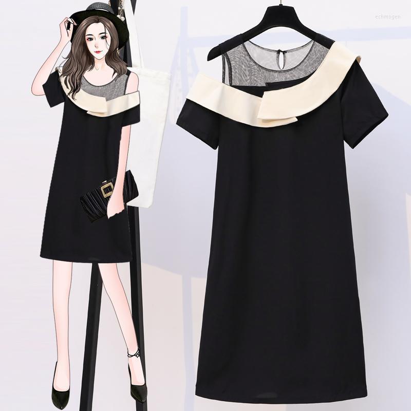 

Plus Size Dresses Womens Sexy T-shirt Dress -5XL XXL XXXL 3XL XXXXL Loose Blouses Blusas Slim Casual Birthday For 100KG Woman Echm22, Black