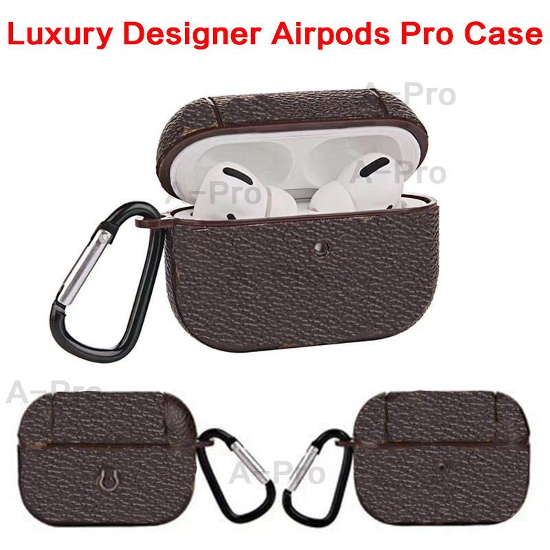 

UPS Designer Airpods Pro Case Set Top leather Headset Accessories Hard Shell Protection Package Hook bags
