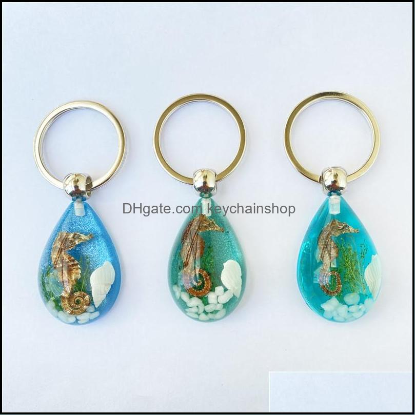 

Keychains Fashion Accessories Glow In The Dark Ocean Trinket Sea Horse Key Ring Resin Cute Keychain Original Bag Keyring For Women Men Dhsrk