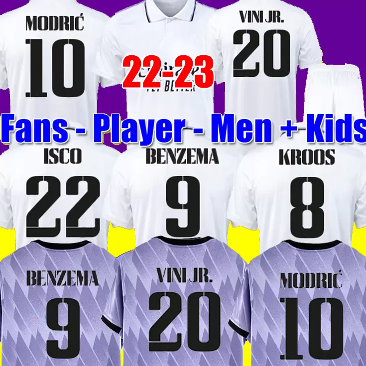 

2023 2022 BENZEMA soccer jersey 22 23 football top shirt VINI ALABA HAZARD CAMAVINGA MODRIC VINICIUS REAL MADRIDS KROOS fans player version men kids kit Sets, This option does no ship