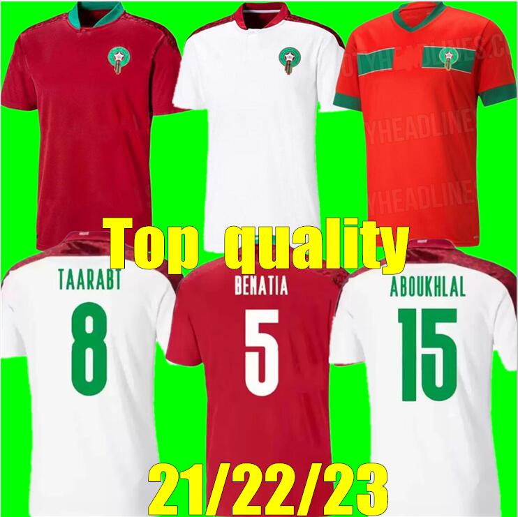 2022 2023 Maillots de football marocain HAKIMI ZIYECH Équipe nationale masculine 22 23 Édition spéciale Home Red Away Boufal Saish El- Arabi Fajr