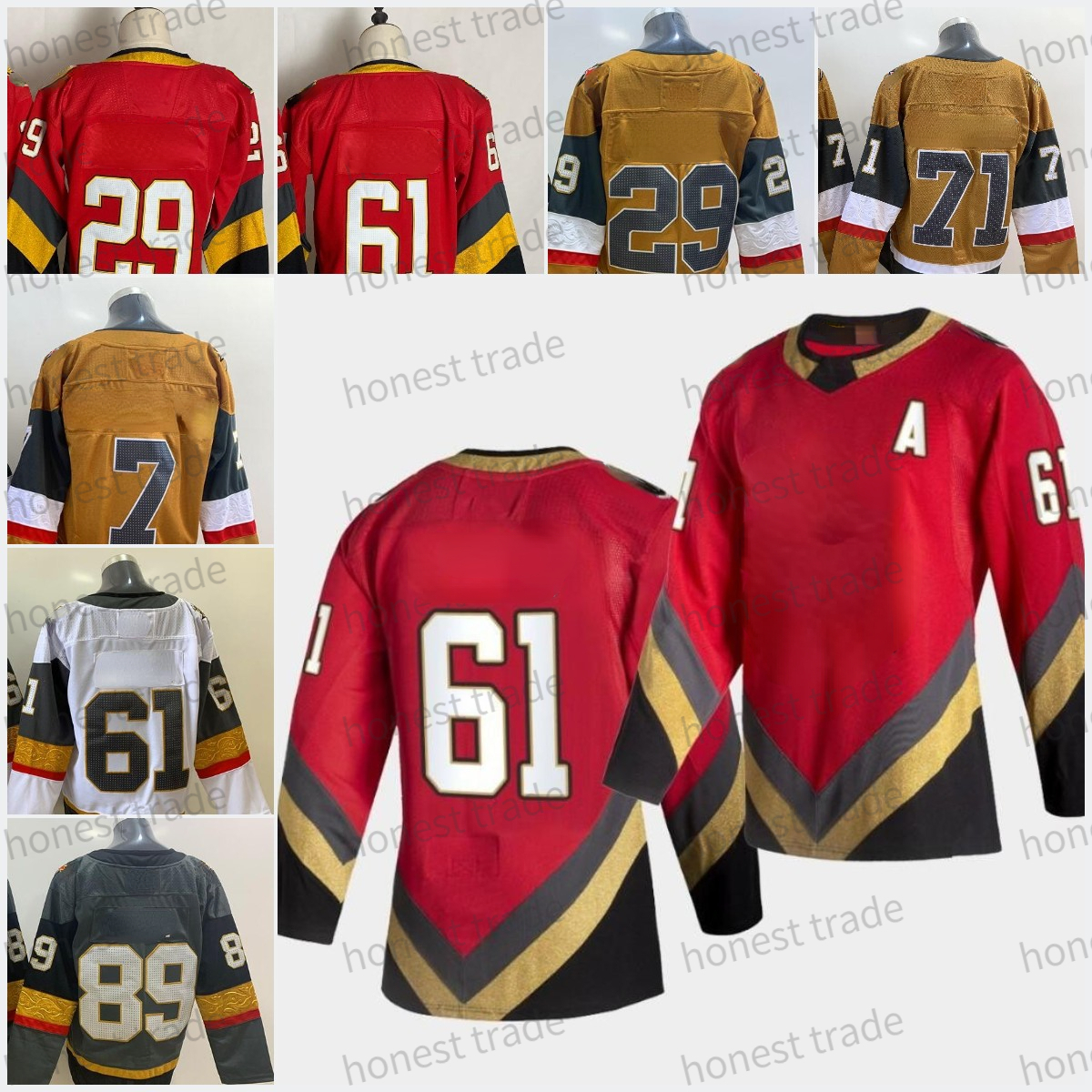 29 Marc-Andre Fleury 2021 Reverse Retro Hockey Jersey Red 71 William Karlsson 67 Max Pacioretty 89 Alex Tuch 61 Stone 81 Jonathan Marchessault Gr