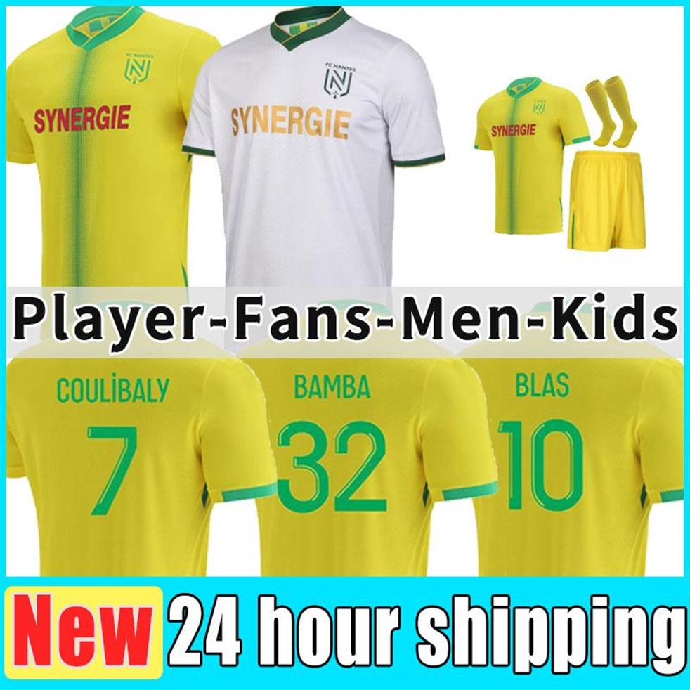 

21 22 Maillots Nantes FC soccer jerseys maillot de foot kits 2021 2022 white jersey SIMON LOUZA A TOURE BLAS COCO COULIBALY footba281G, Away+patch