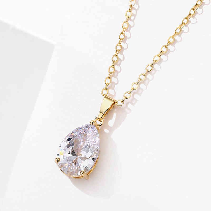 

designer Compare with the original CRakol South Korea small fresh micro inlaid water drop zircon necklace women's fashion temperament simple manly waist Pendant