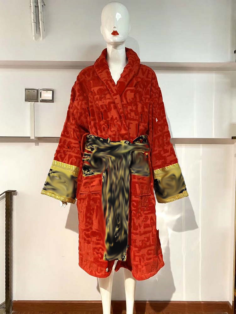 

High Quality Cotton Men Women Bathrobe Sleepwear Long Robe Designer Letter Print Couples Sleeprobe Nightgown Winter Warm Unisex Pajamas 5 colors