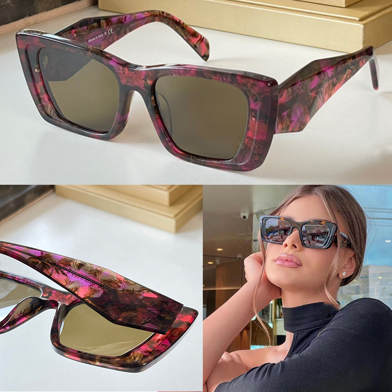 Nouvelle couleur Mode Femmes Luxe Symbole lunettes de soleil triangle signature logo designer hommes PR08YS Lunettes surdimensionnées Femme Grand