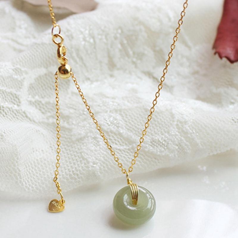 

Chains Round 925 Sterling Silver Natural Hetian Jade Pendant Necklace / Bracelet Earrings For Women Trendy Jewelry Gifts