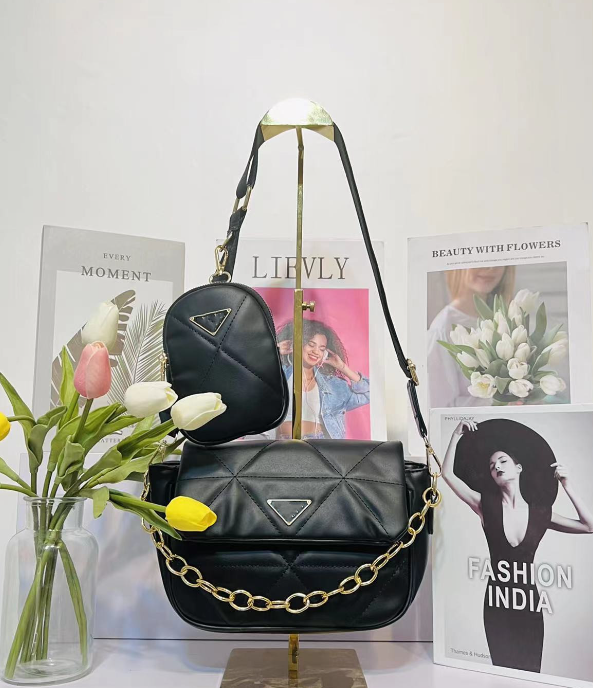 

Rhombus Two-Piece Bag Women's New Fashion Trendy Messenger Bag Western Style All-Matching Shoulder Bags, As pic
