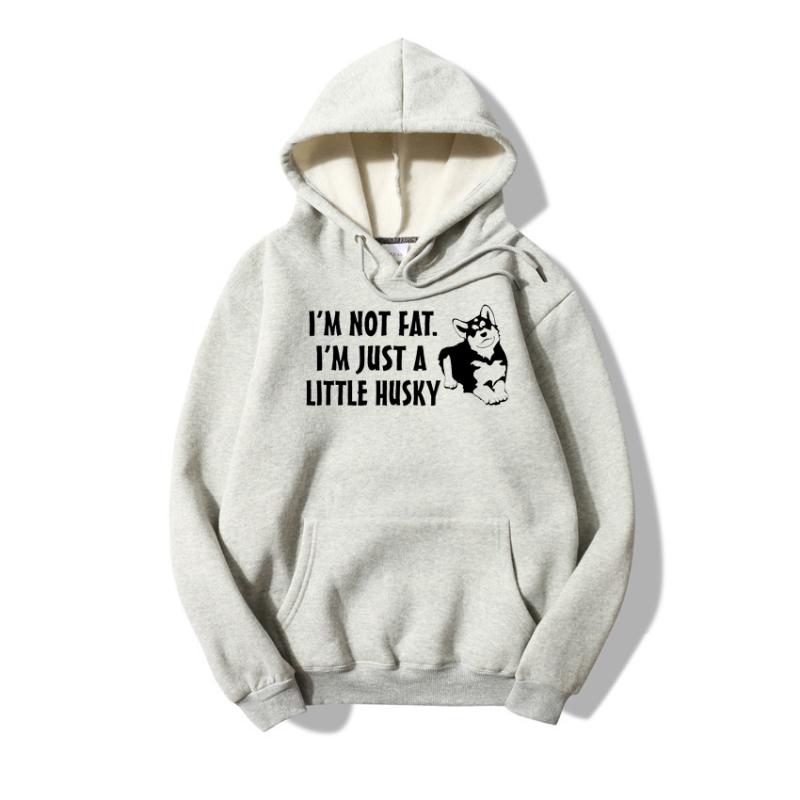 

Men' Hoodies & Sweatshirts Men' Husky Print Autumn Winter Male Long Sleeve Casual Polyester Cotton Hooded SweatshirtsMen, Gray