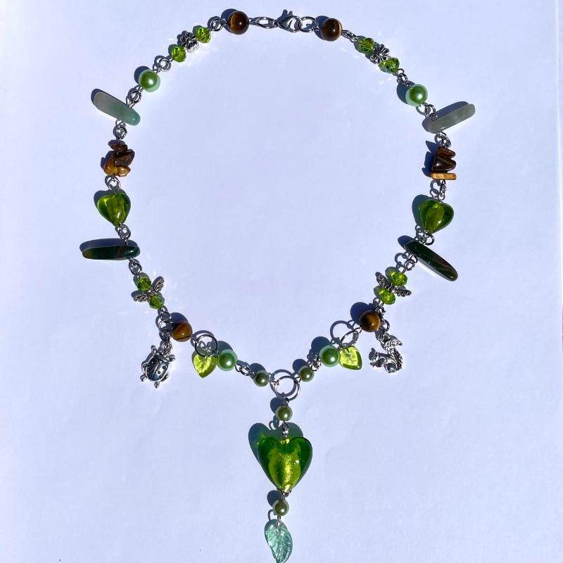

Chokers Brown And Green Garden Themed Necklace Cottagecore Jewelry To Girlfriend FriendsChokers