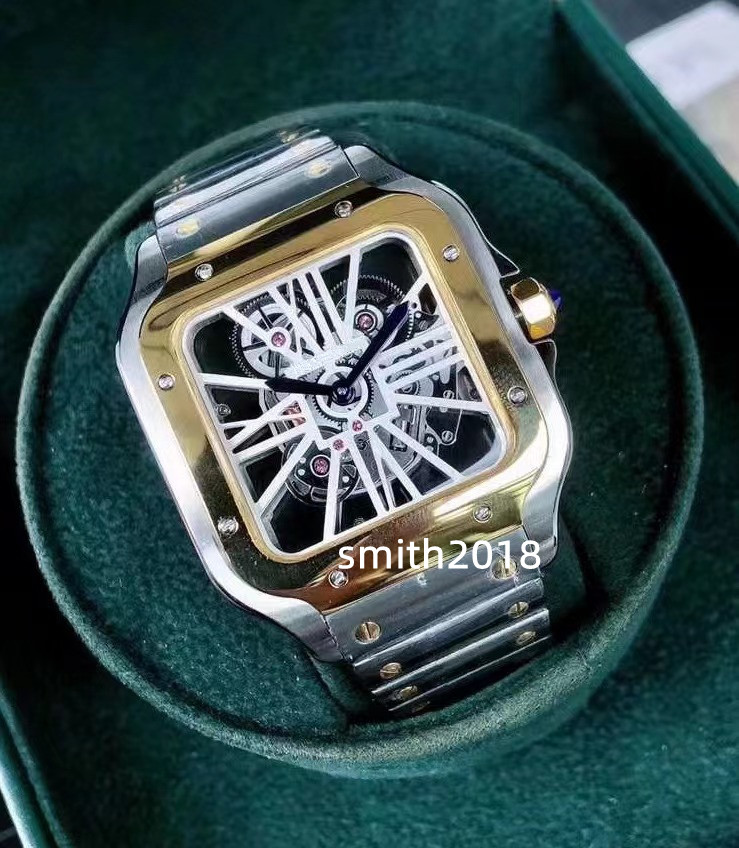 

High quality watch man classic quartz movement men watches designer stainless steel bracelet New arrivals wristwatch gift Skeleton Face 040-3, Silver