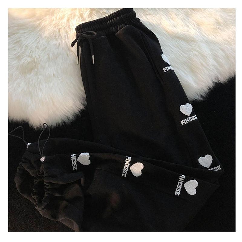 

Women' Pants & Capris Drawstring Women' Summer Thin Section Loose And Casual Straight Korean Student Sports Wide-leg TrendWomen, Black