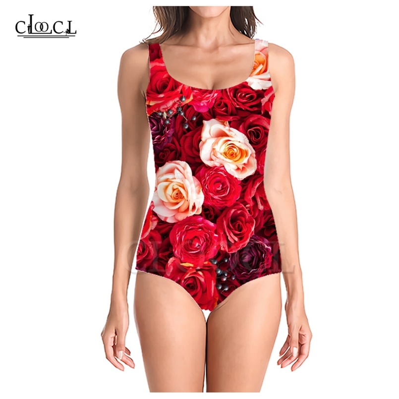

Summer Red Rose Flower 3D Print Girls Onepiece Swimsuit Bathing Suit Sleeveless Slim Sexy Womens Fashion Swimwear 220617, One-piece swimsuit 1
