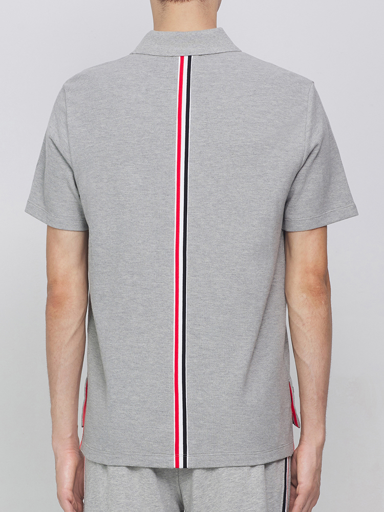 

2022 Summer Polo Shirt Solid White Black Back Vertical Stripes T-Shirts Female Basic Korean Design Tops 3/1 Button Turn-down Collar High Quality Men Clothing, Tomato