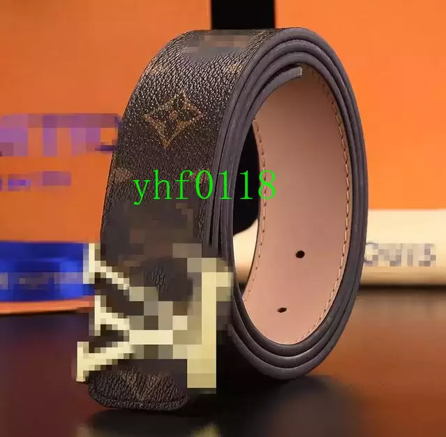 

Highly Quality Men's luxurys belt business casual fashion classic print Designers Belts M9608 Womens Fashion Designer Belt with Sliver Black Golden Belt buckle box6, With box