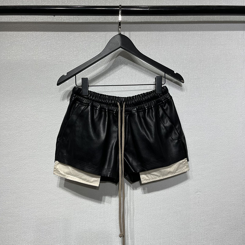 

High Street Brand Leather Rick Women Skirt Casual Women Clothing Owens Mini Designer Cotton Streetwear Women Patchwork Hip Wrap Skirt, Black