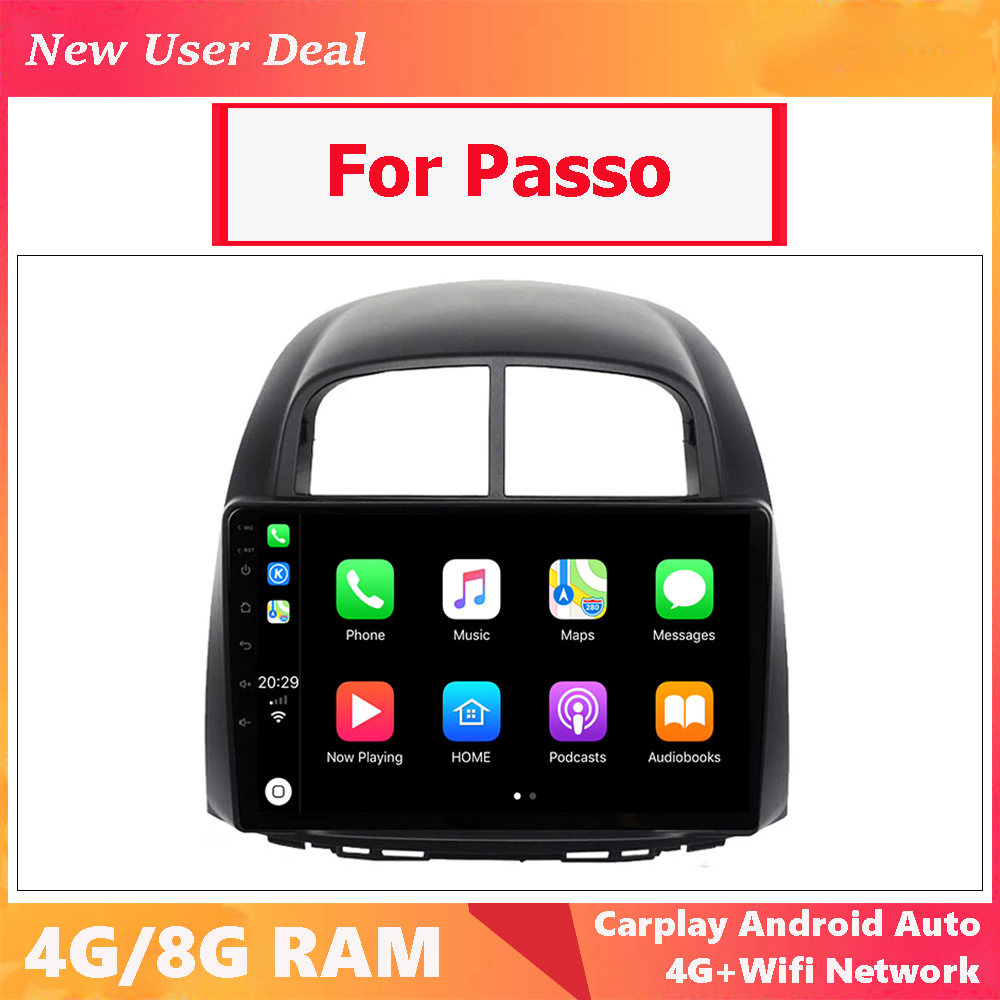 Android 10.0 CAR DVD Multimedia Multimedia Lettore Unotta Head per Toyota Passo 2005-2011 con 10,1 pollici 2din 3G/4G GPS Video Video Stereo CarPlay DSP Bluetooth RDS USB