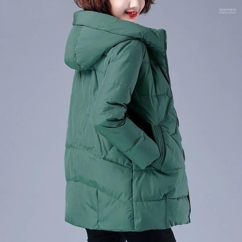 

Women's Down & Parkas 2022 Winter Jacket Hooded Thick Warm Coat Fashion Female Jackets Cotton Pdded Parka Outerwear Plus Size 4XL Kare22, Dark green
