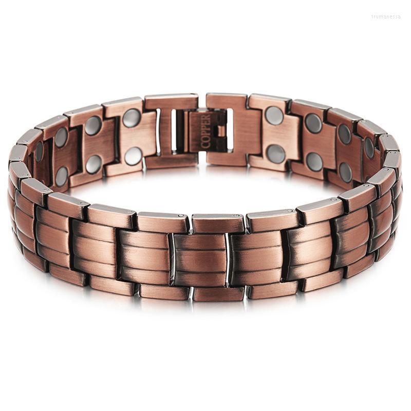

Link Chain Red Copper Magnetic Bracelet Jewelry For Men Women 2 Row Magnet Healthy Bio Energy Bracelets & Bangles Father's Day Gift 2022 Tru