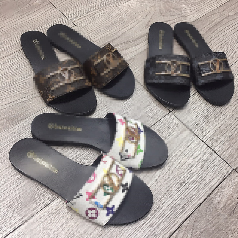 Designer flip flops LVslippers womens slides MKsandals Luxury G shoes summer beach slide flat platform flower women laether sandal