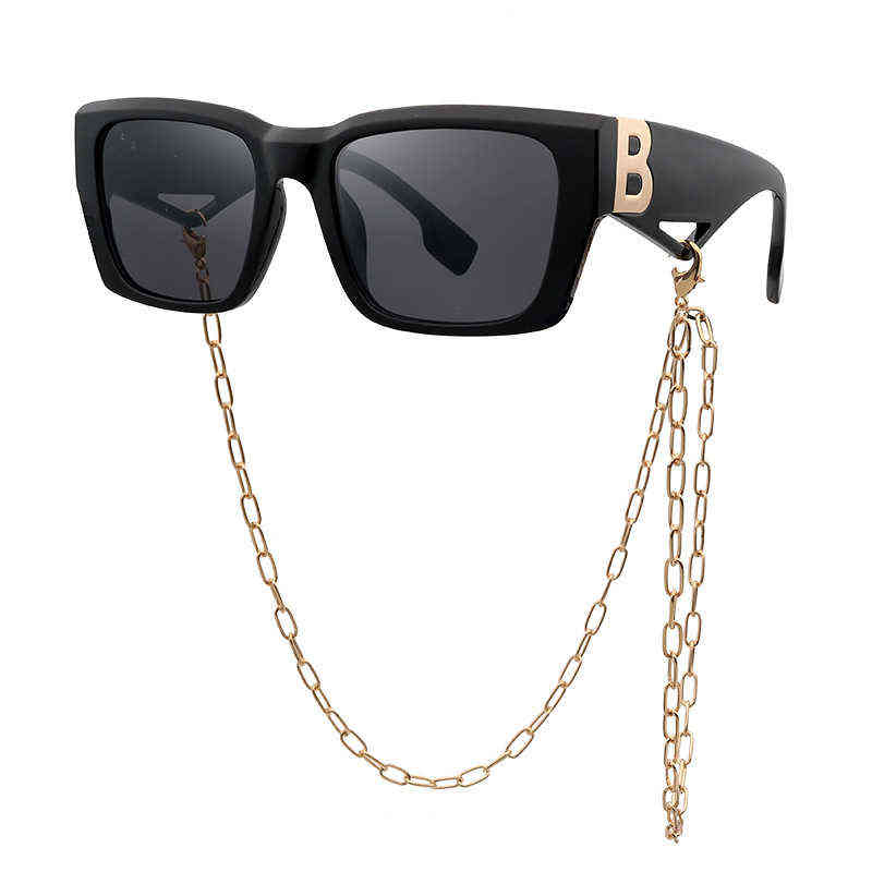 

Sun glass new fashion letter square chain women's sunglasses