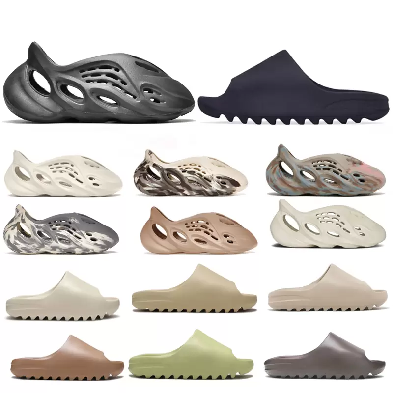 

2022 Designer Slippers Sandals Sulfur Stone Sage Vermilion Moon Grey MX Cream Clay Men Women Slides Onyx Ochre Bone Pure Earth Brown Flat Beach Shoes With Box Size 4-13, Enflame orange