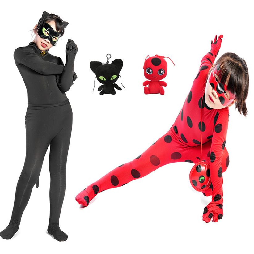 Halloween Spandex Ladybug Costume pour les enfants adolescents filles élastiques de Noël cosplay cogne de vêtements Zentai Tenue de vêtements x29