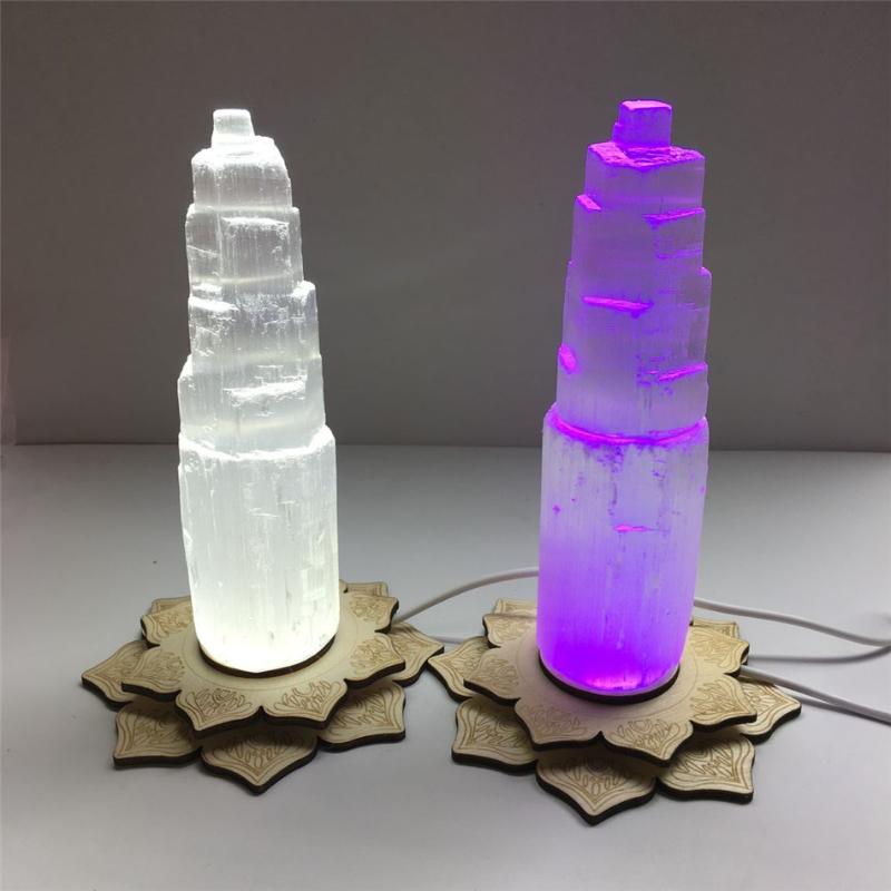 

Decorative Objects & Figurines 6-20cm Natural Quartz Crystal Selenite Tower Lotus Lamp Gypsum Castle Reiki Healing Home Decor Mineral Specim