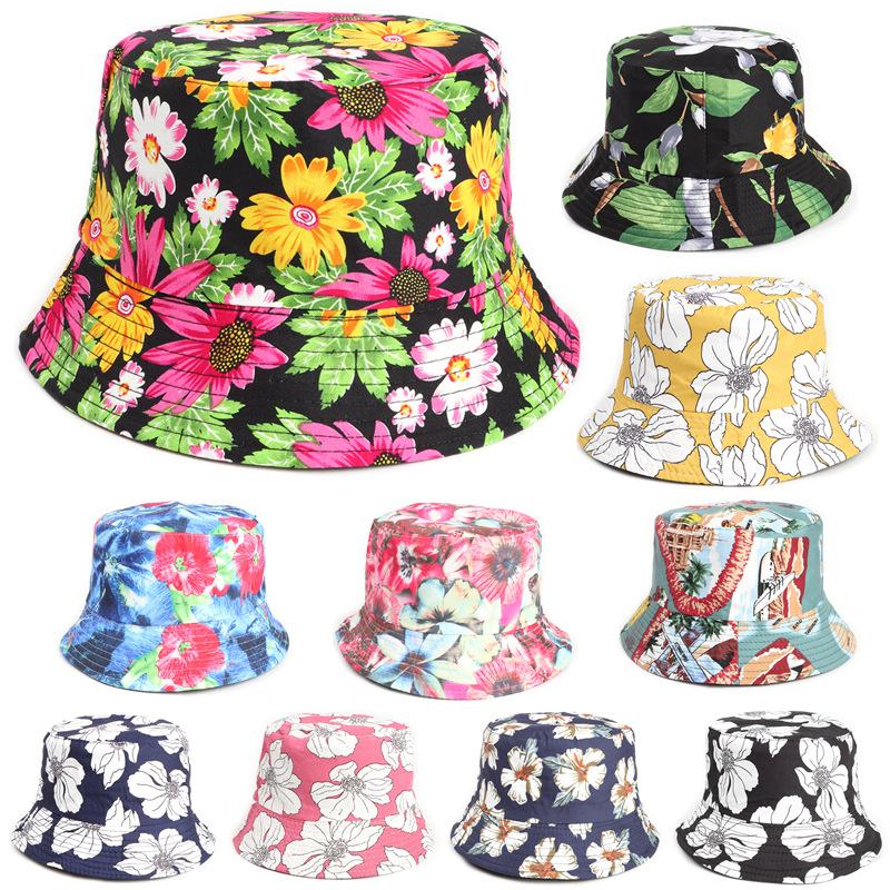 

Berets Flower Fisherman Hat Women Korean Version Double-sided Wearing Color Sunscreen Basin Hats Fashion Bob CapBerets