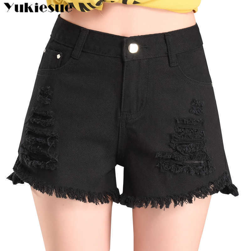 

Vintage Denim Shorts Women Casual Pockets Female Jeans white black Summer High Waist Slim Plus size 210608